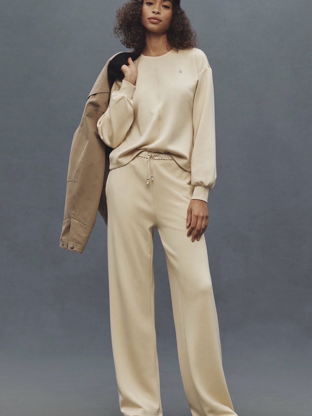 Scotch & Soda Cream Wide-Leg Drawstring Pants